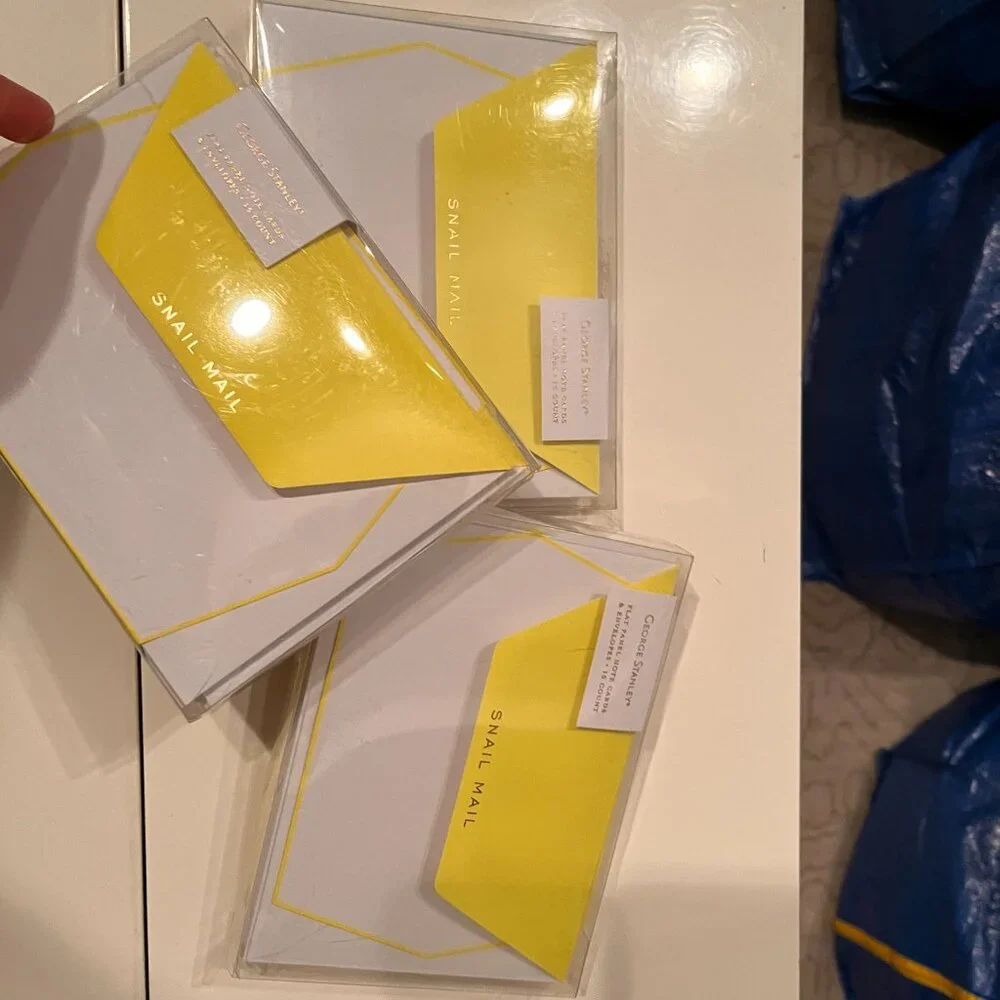 Note Cards -George Stanley Flat Panel Note Cards (Yellow / Snail Mail / 3 Packs)